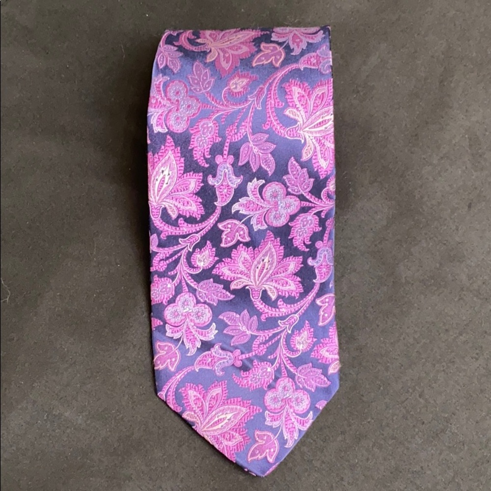 Ike Behar Blue, purple floral paisley tie